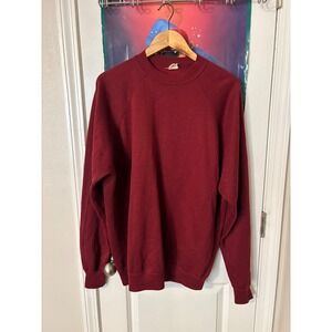 Vintage 70s Casual Wear Burgundy Raglan Sweatshirt XL lmade in usa blank Maroon